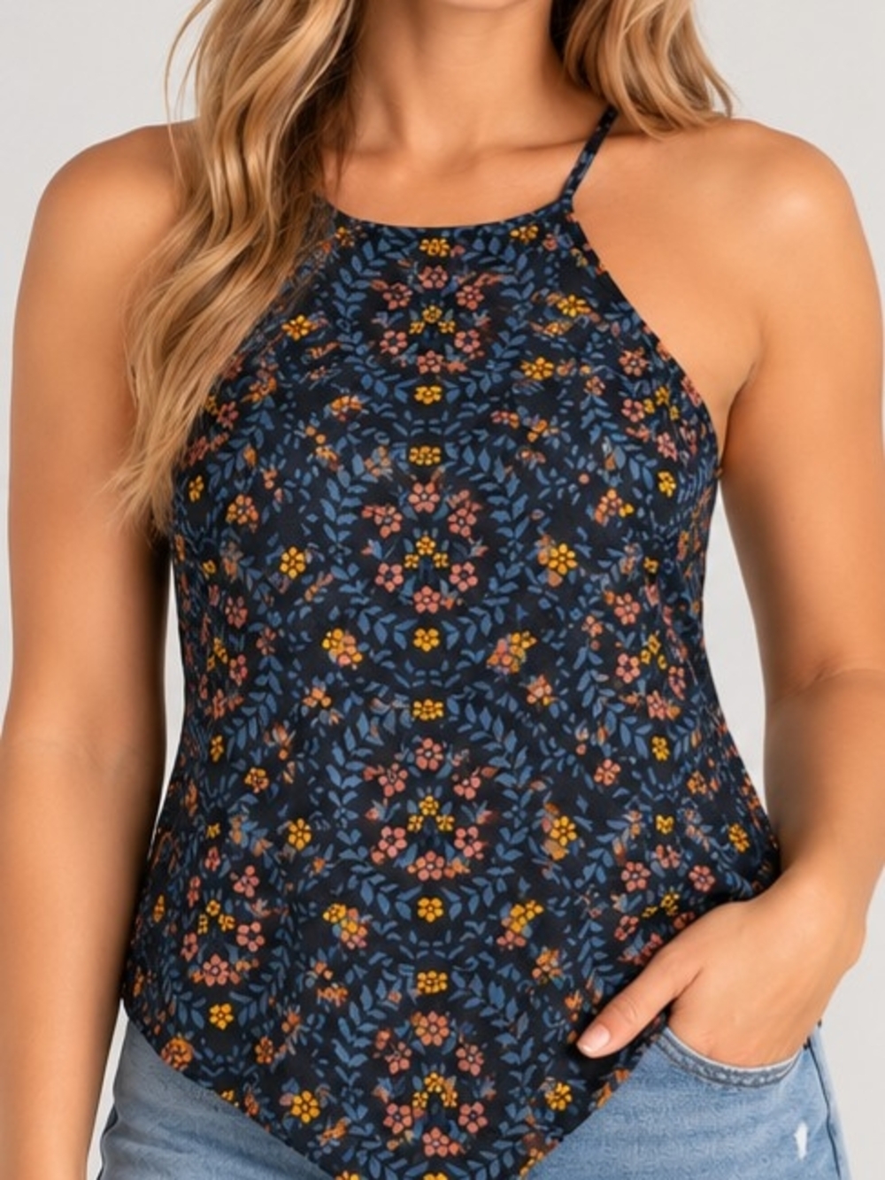 Intimately Free People XS Floral Tie Back Cami Tank Top Boho